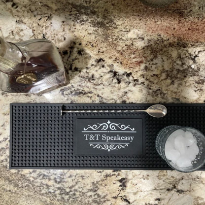 Personalized Home Bar Coffee Bartender Mat Present