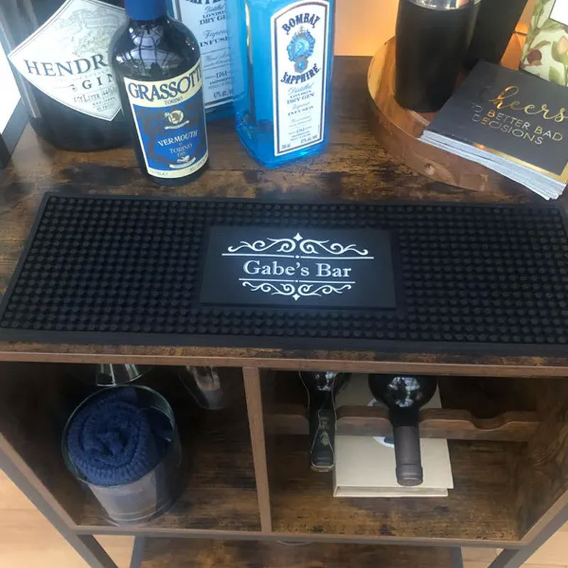 Personalized Home Bar Coffee Bartender Mat Present