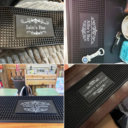 Personalized Home Bar Coffee Bartender Mat Present
