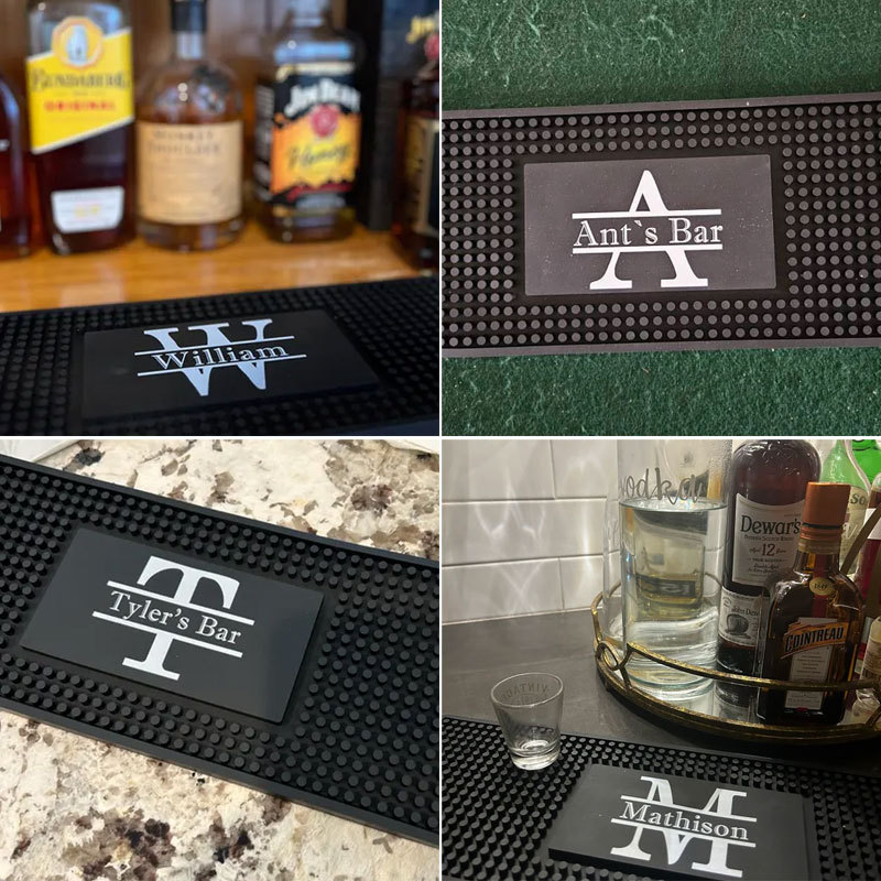 Personalized Home Bar Coffee Bartender Mat Present
