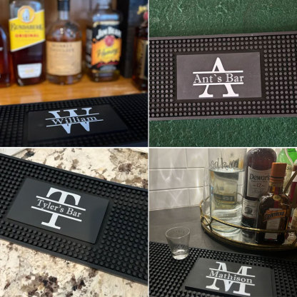 Personalized Home Bar Coffee Bartender Mat Present
