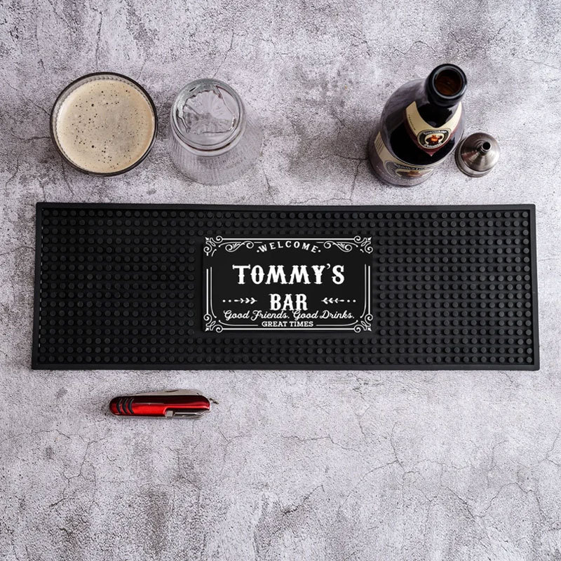 Personalized Home Bar Coffee Bartender Mat Present