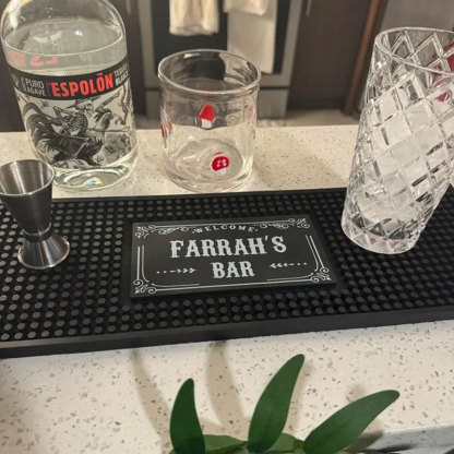 Personalized Home Bar Coffee Bartender Mat Present