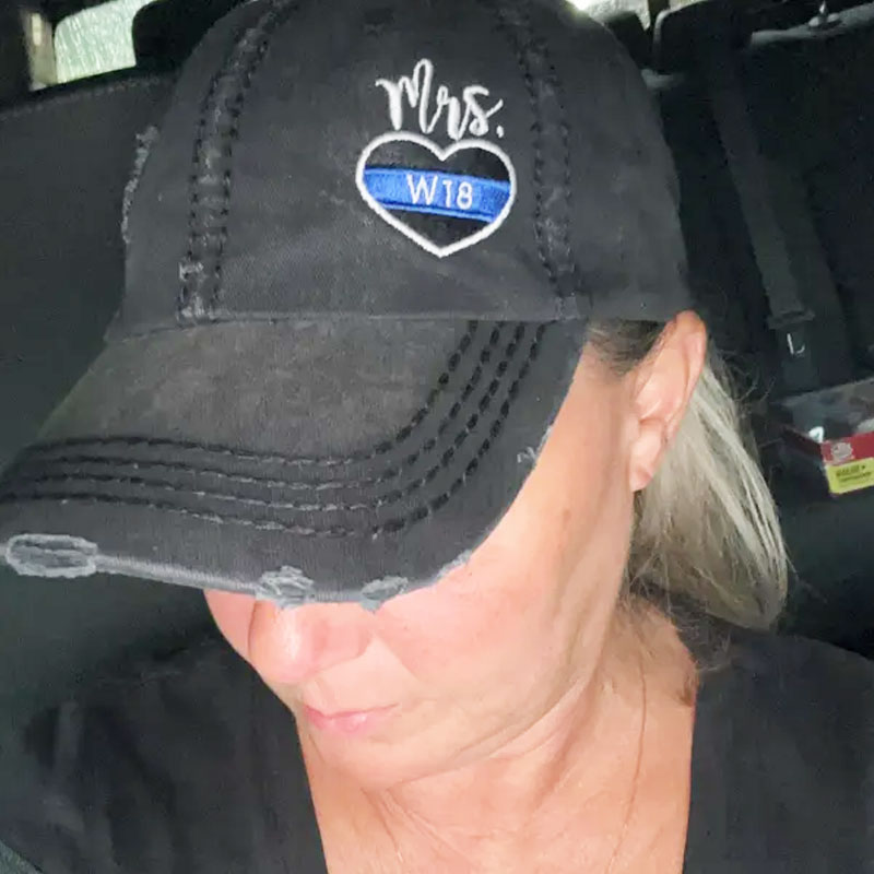 Women's Police Thin Blue Line Badge Number Hat