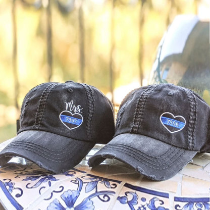 Women's Police Thin Blue Line Badge Number Hat