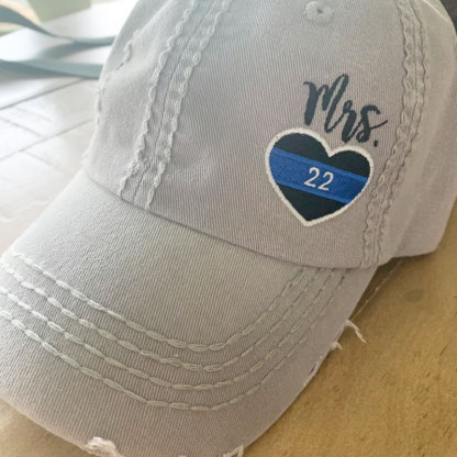Women's Police Thin Blue Line Badge Number Hat