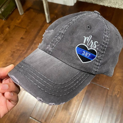 Women's Police Thin Blue Line Badge Number Hat