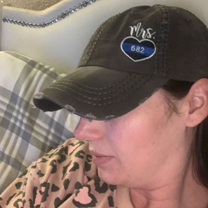 Women's Police Thin Blue Line Badge Number Hat