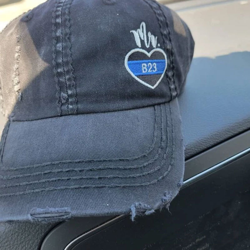 Women's Police Thin Blue Line Badge Number Hat