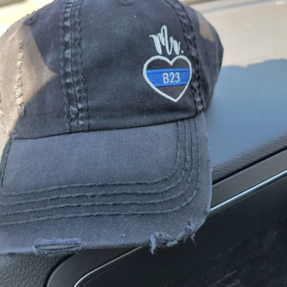 Women's Police Thin Blue Line Badge Number Hat