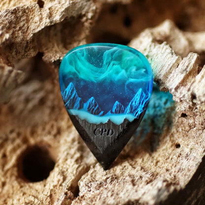 Wood resin guitar pick Northern Lights Best musician gift