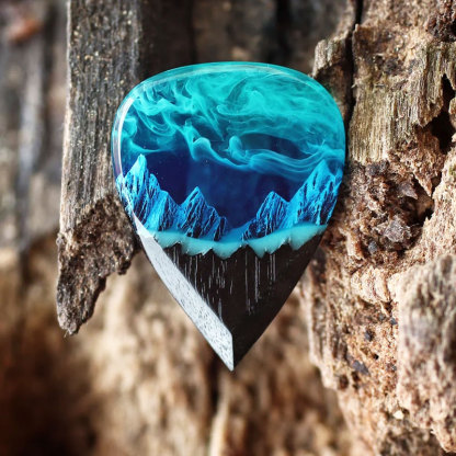 Wood resin guitar pick Northern Lights Best musician gift