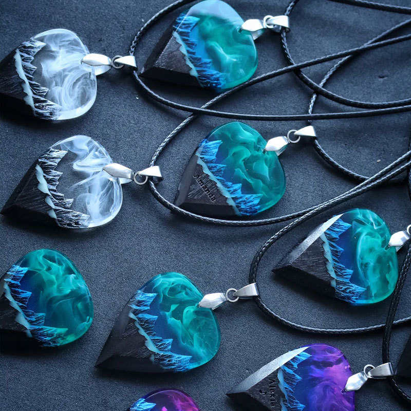 Wood resin guitar pick Northern Lights Best musician gift