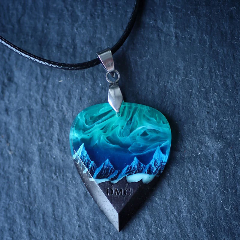 Wood resin guitar pick Northern Lights Best musician gift