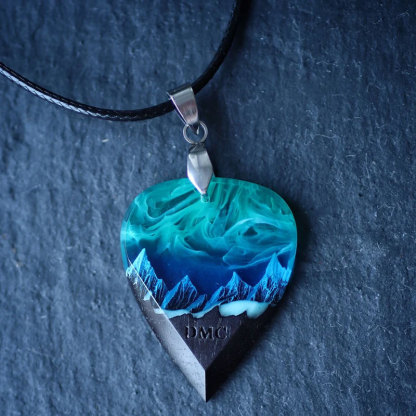 Wood resin guitar pick Northern Lights Best musician gift