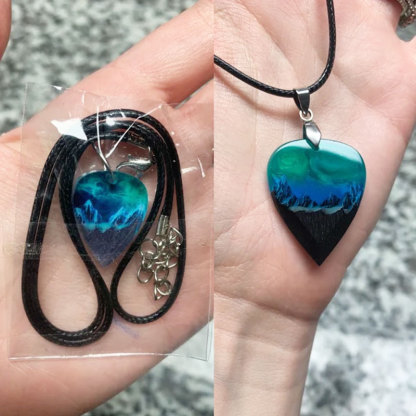 Wood resin guitar pick Northern Lights Best musician gift