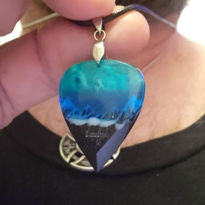 Wood resin guitar pick Northern Lights Best musician gift