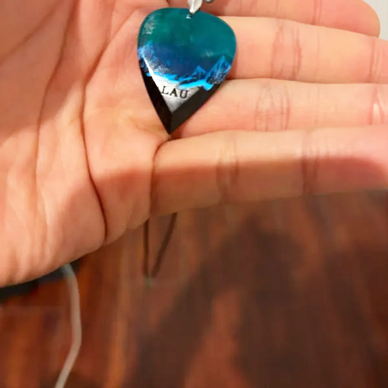 Wood resin guitar pick Northern Lights Best musician gift