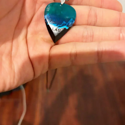 Wood resin guitar pick Northern Lights Best musician gift