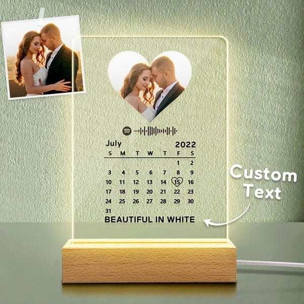 Spotify Plaque Night Lamp With Stand & Calendar Anniversary Gift For Couple Night Light