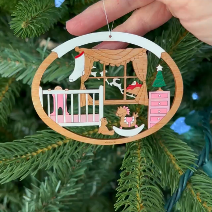 Personalized First Christmas Ornament for Baby Boy or Girl Wood