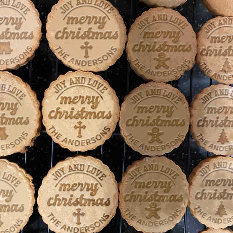 Custom Christmas Cookie Stamp for Xmas Seasonal, Personalized Merry Christmas Cookie Stamp