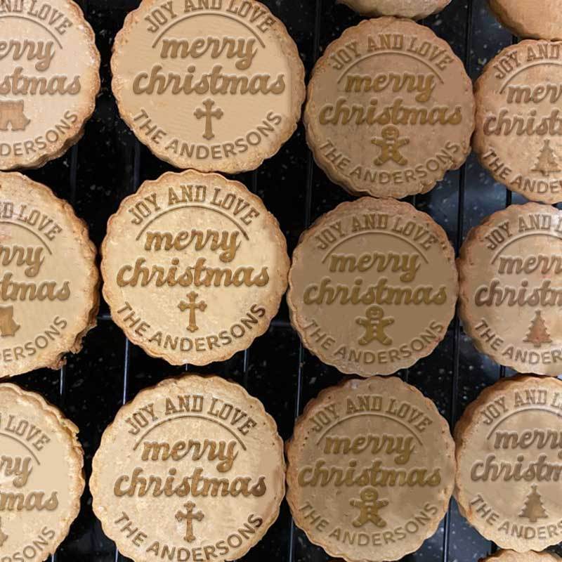 Custom Christmas Cookie Stamp for Xmas Seasonal, Personalized Merry Christmas Cookie Stamp