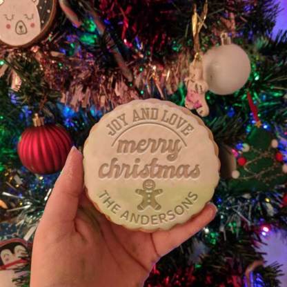 Custom Christmas Cookie Stamp for Xmas Seasonal, Personalized Merry Christmas Cookie Stamp