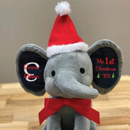 Baby's First Christmas Gift Stuffed Elephant with Custom Name & Christmas Hat