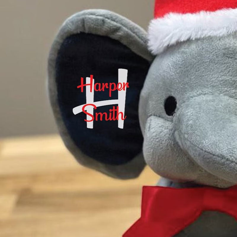 Baby's First Christmas Gift Stuffed Elephant with Custom Name & Christmas Hat