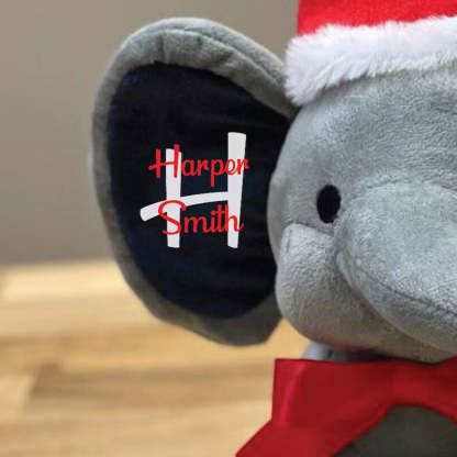 Baby's First Christmas Gift Stuffed Elephant with Custom Name & Christmas Hat