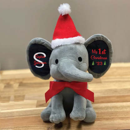 Baby's First Christmas Gift Stuffed Elephant with Custom Name & Christmas Hat