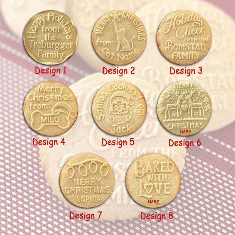 Personalized Baked With Love Christmas Holiday Cookie Stamp