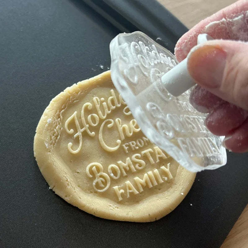 Personalized Baked With Love Christmas Holiday Cookie Stamp