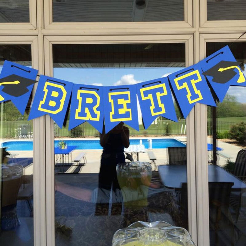 Large Graduation Banner with Varsity Color Letters Perfect Graduation Party