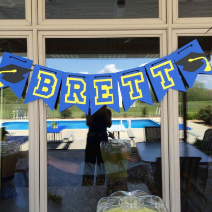 Large Graduation Banner with Varsity Color Letters Perfect Graduation Party
