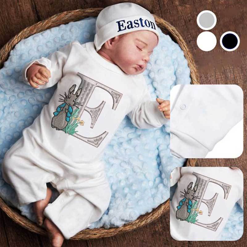 Personalized Easter Peter Bunny Sleeper Baby Coming Home Outfit