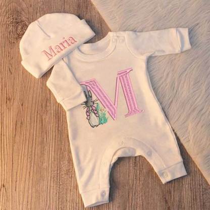 Personalized Easter Peter Bunny Sleeper Baby Coming Home Outfit