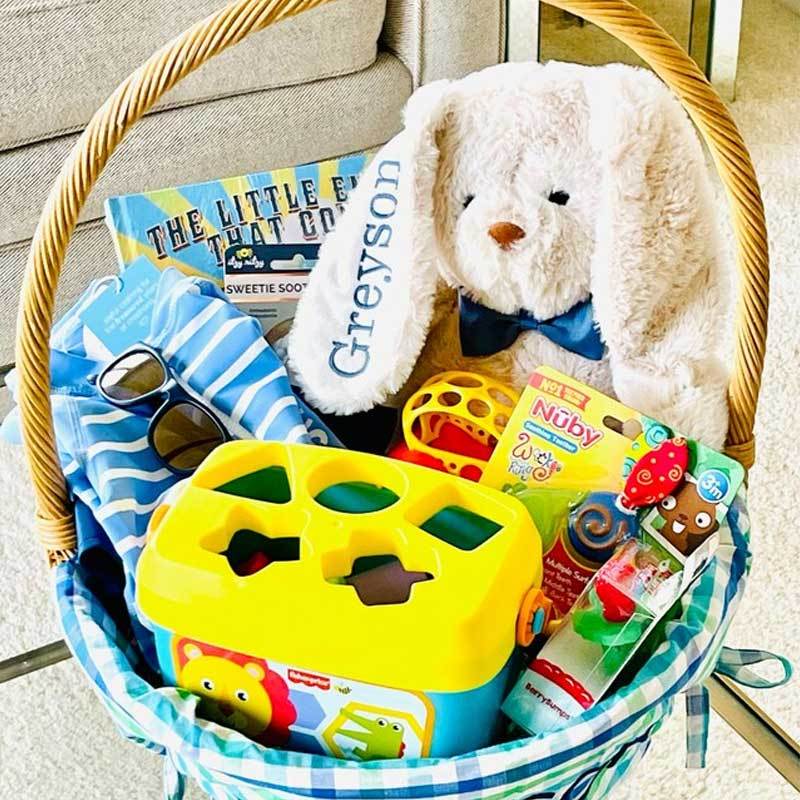 Personalized My First Easter Basket Embroidered Ear Bunny