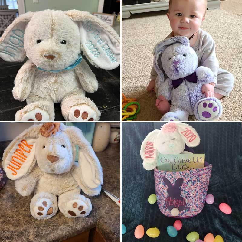 Personalized My First Easter Basket Embroidered Ear Bunny