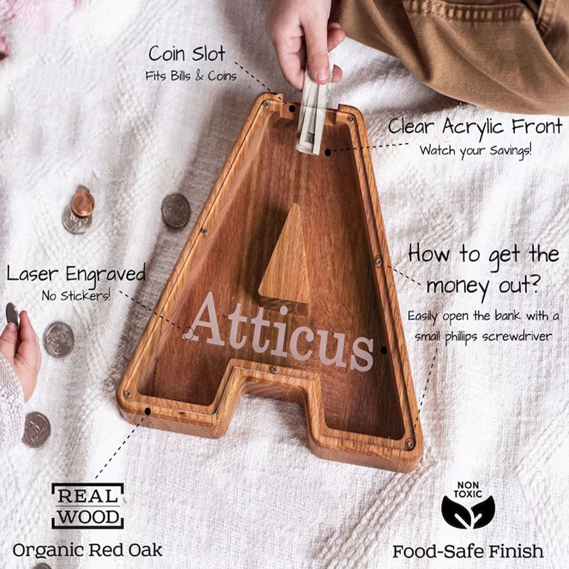 Personalized Piggy Bank Wooden Piggy Bank