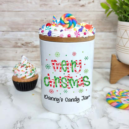 Personalized Candy Jar Merry Christmas Candy Jar Holiday Office Gift