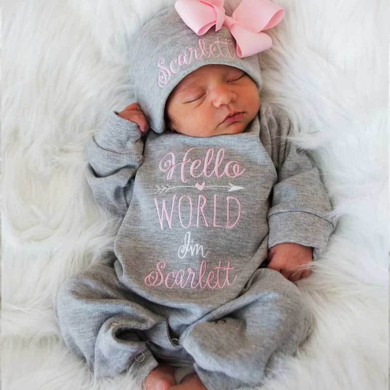 Personalized Baby Outfit Hello World Outfit