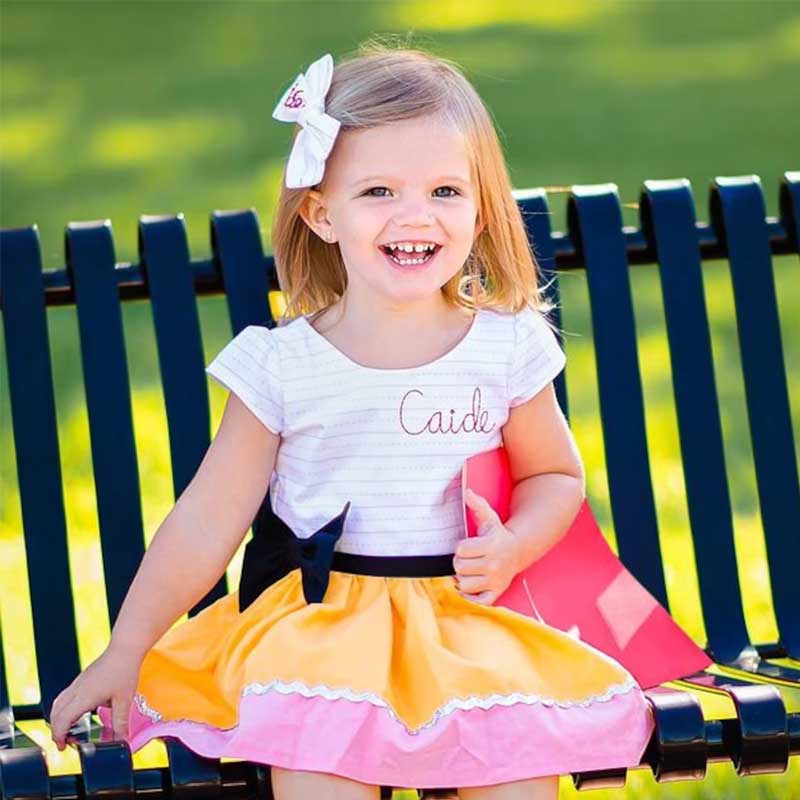 Girls Pencil Dress Personalized First Day of School Dress Back to School Dress