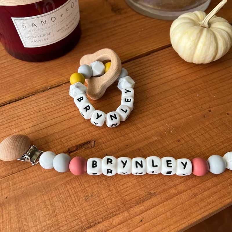 Personalised Baby Silicone Rattle With Name