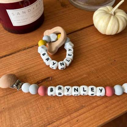 Personalised Baby Silicone Rattle With Name