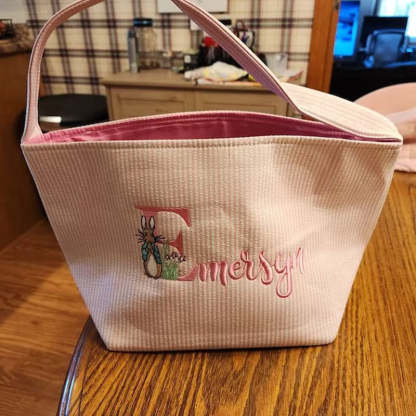 Seersucker Easter Basket Personalized Embroidered Monogrammed Easter Tote