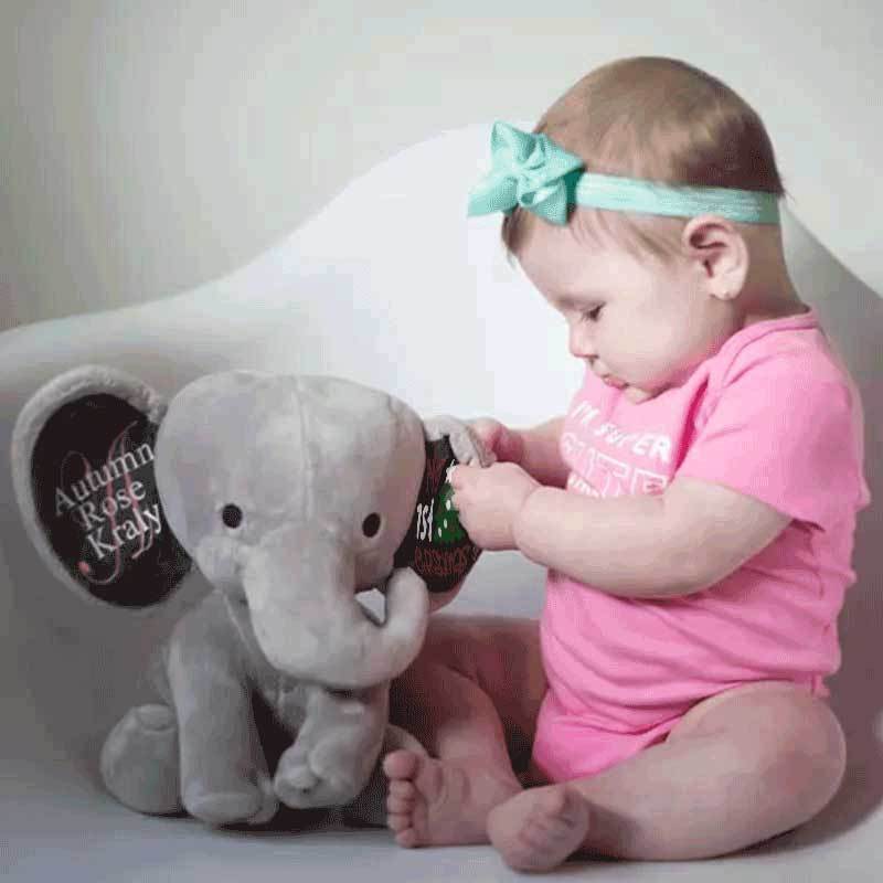 Personalized Christmas Elephant, Merry Christmas Stuffed Animal, My 1st Xmas Gift Elephant-BabyXmas