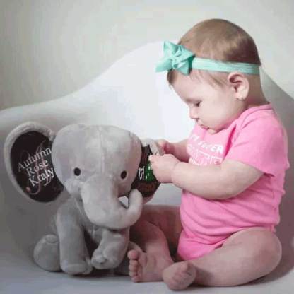 Personalized Christmas Elephant, Merry Christmas Stuffed Animal, My 1st Xmas Gift Elephant-BabyXmas