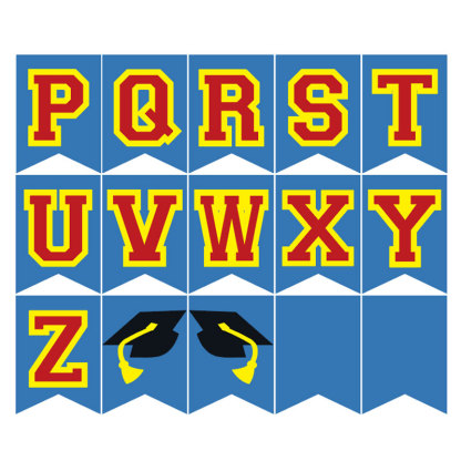 Large Graduation Banner with Varsity Color Letters Perfect Graduation Party